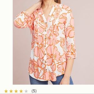 Anthropologie large Maeve floral buttondown